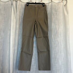 Express modern straight super high rise leather pants. Worn once